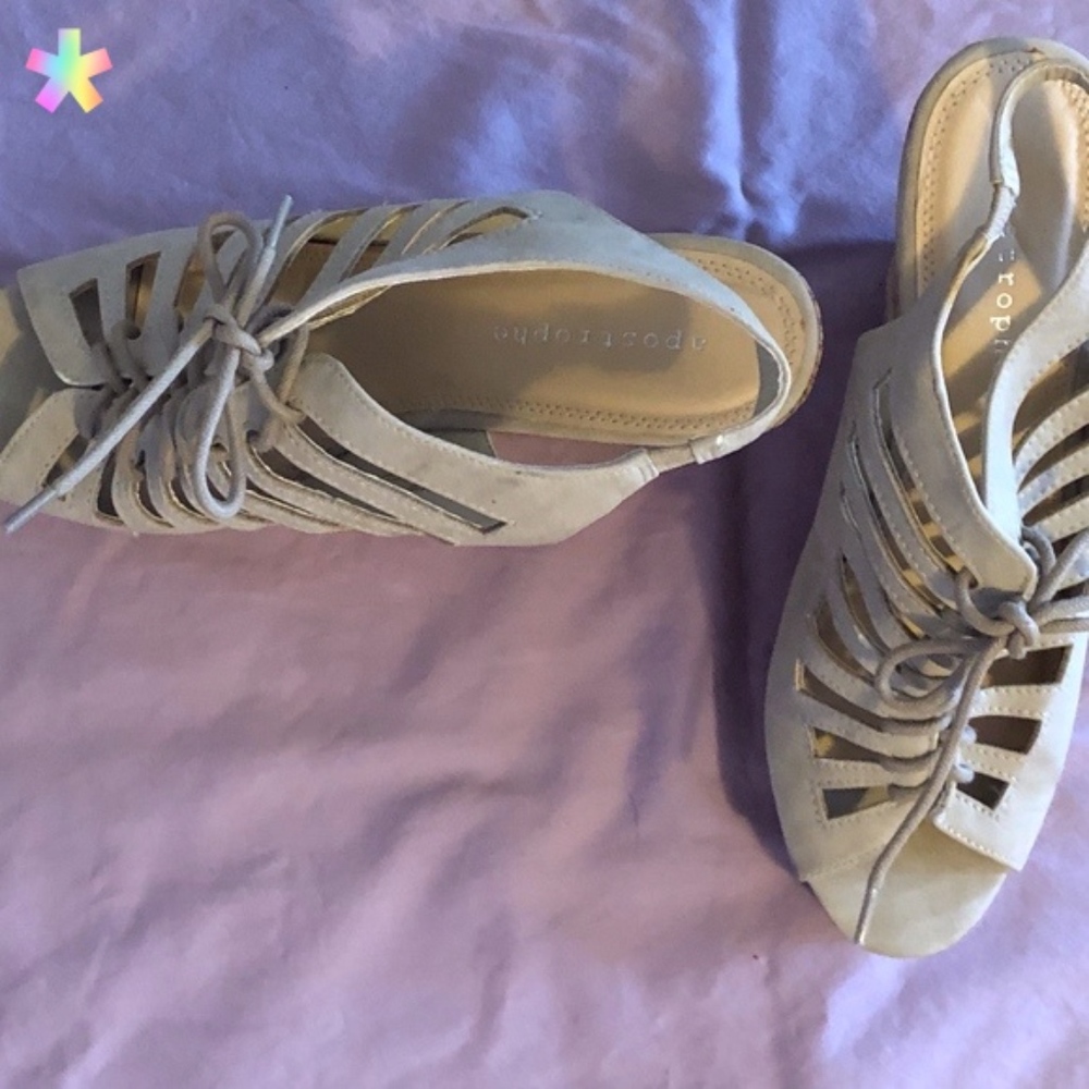 Apostrophe cork wedge heels, size 8.5M